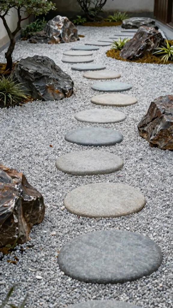 12 Creative Garden Pathway Ideas That Will Leave Your Neighbors in Awe! - 10. Zen Rock Garden Path 1