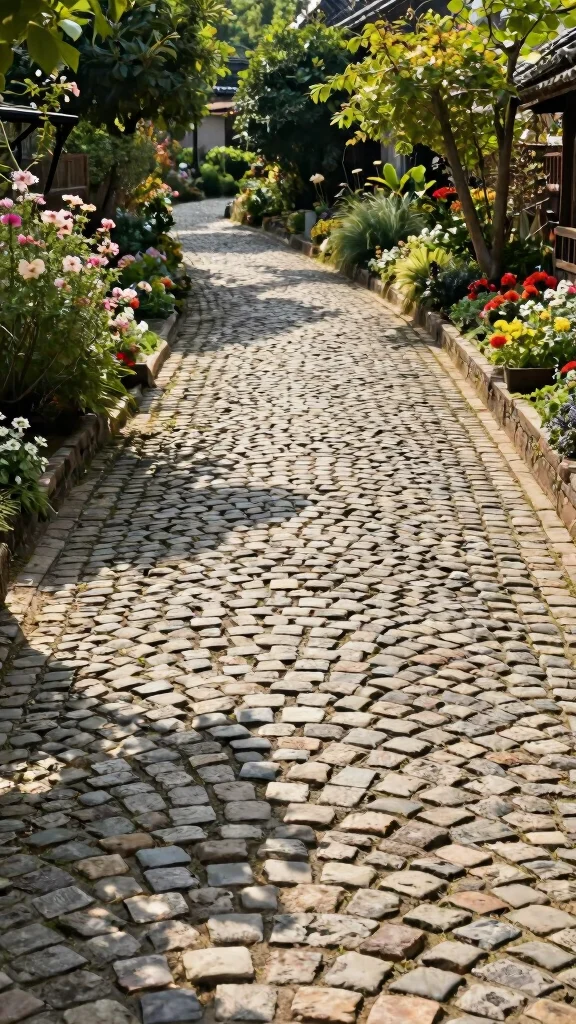 12 Creative Garden Pathway Ideas That Will Leave Your Neighbors in Awe! - 9. Rustic Cobblestone Lane 1