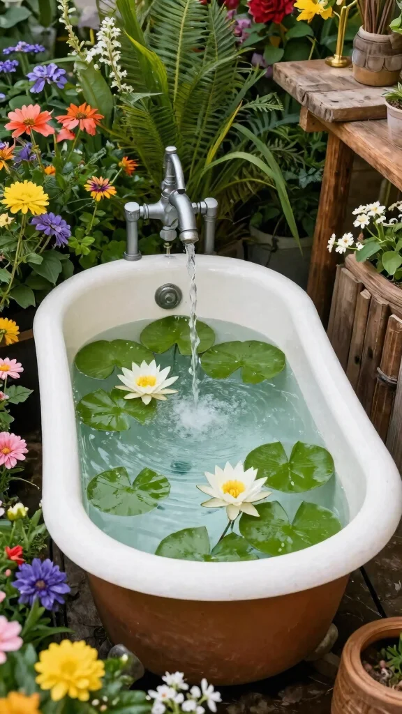 14 Inexpensive Water Features That’ll Make Your Backyard the Ultimate Cool-Off Spot! - 12. Recycled Water Feature: Eco-Chic Style 1