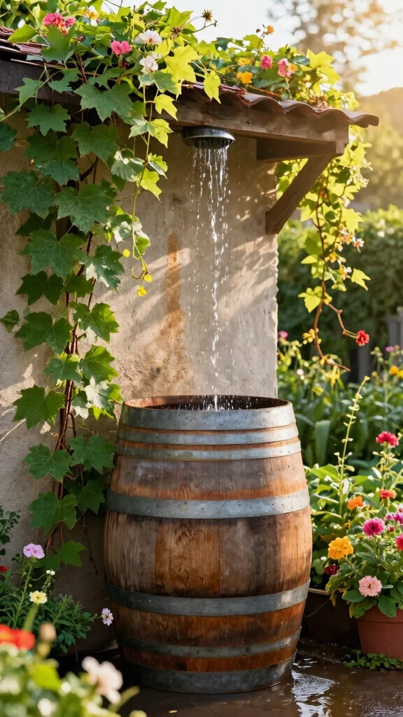 14 Inexpensive Water Features That’ll Make Your Backyard the Ultimate Cool-Off Spot! - 8. Water Barrel: Eco-Friendly Water Feature 1