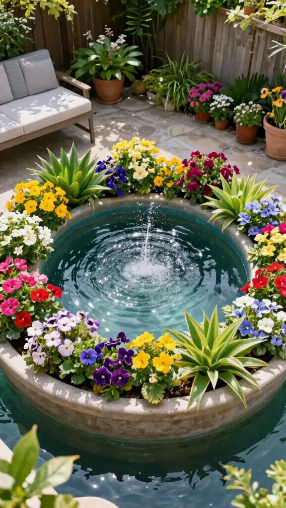 14 Inexpensive Water Features That’ll Make Your Backyard the Ultimate Cool-Off Spot! - 9. Floating Planter Pond: Unique Aesthetic 1