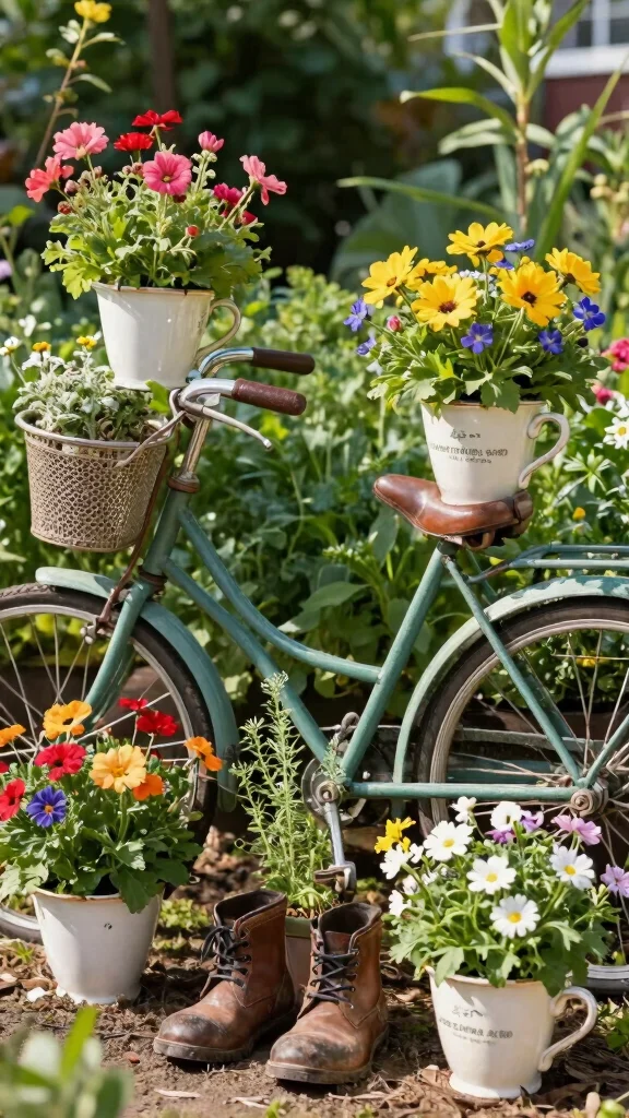 14 Stylish Outdoor DIY Decor Hacks That Will Have Your Garden Looking Like a Magazine Cover! - 10. Create Decorative Planters from Unusual Containers 1