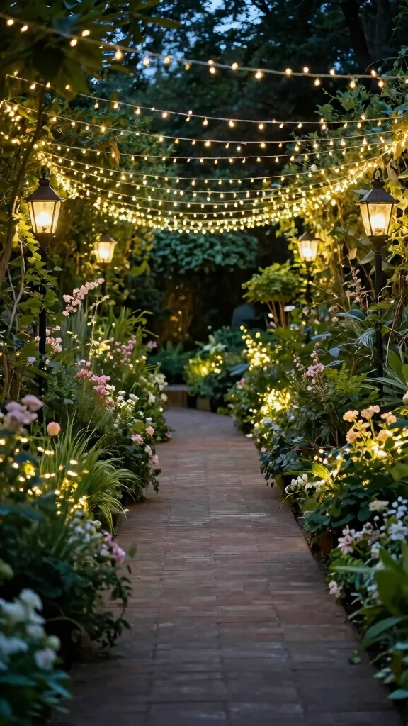 15 Backyard Entertaining Spaces That'll Transform Your Evenings . - 4. Twinkling Garden Paths 1