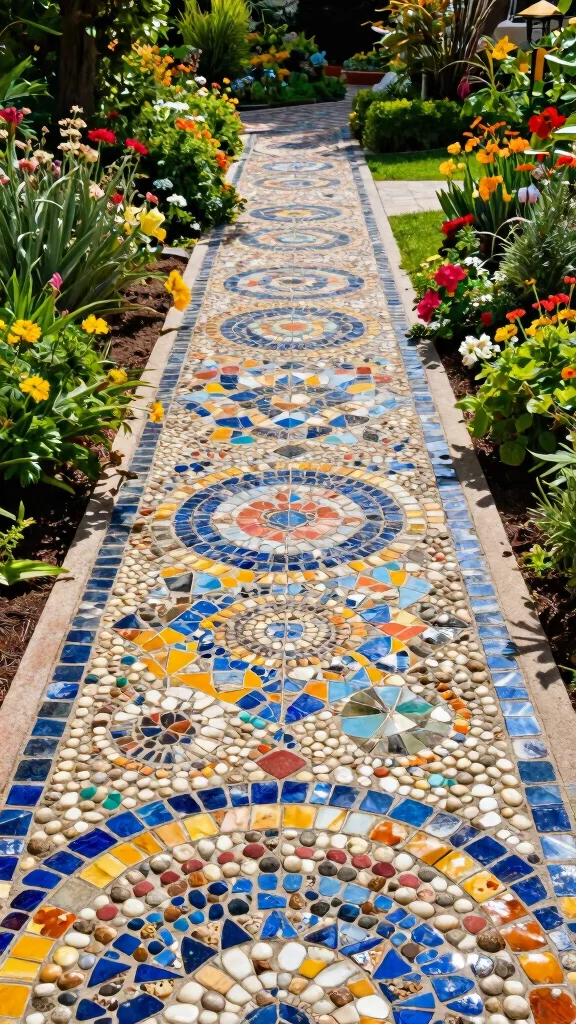 15 Colorful Garden Decor Ideas That Will Transform Your Outdoor Oasis! - 10. Mosaic Pathways 1