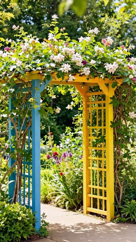 15 Colorful Garden Decor Ideas That Will Transform Your Outdoor Oasis! - 11. Colorful Trellises and Arbors 1