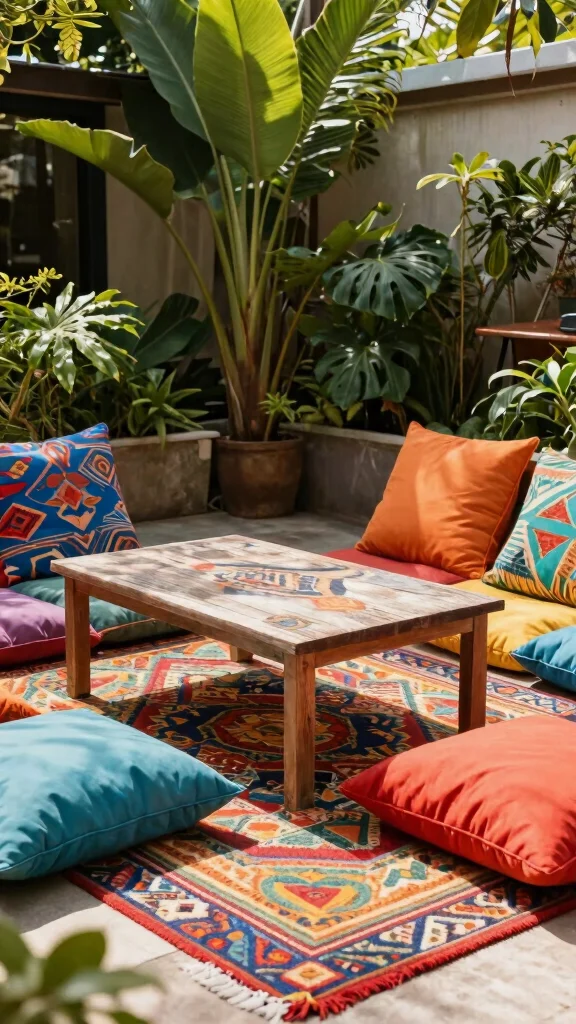 15 Colorful Garden Decor Ideas That Will Transform Your Outdoor Oasis! - 13. Colorful Outdoor Rugs 1