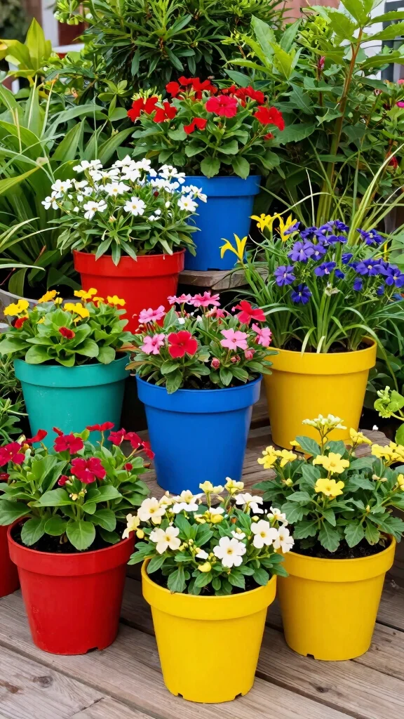 15 Colorful Garden Decor Ideas That Will Transform Your Outdoor Oasis! - 6. Brightly Colored Planters 1