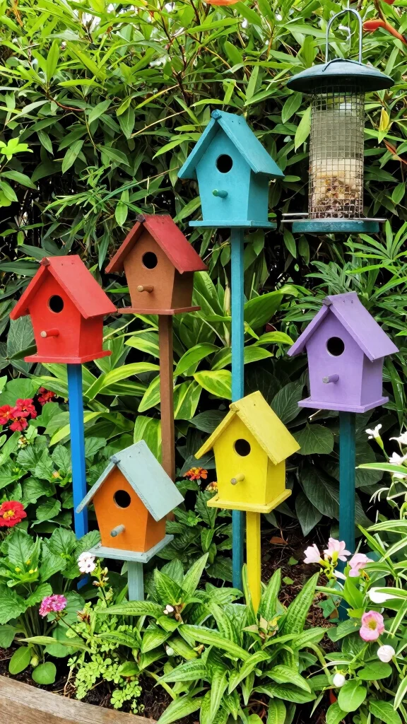 15 Colorful Garden Decor Ideas That Will Transform Your Outdoor Oasis! - 8. Colorful Birdhouses 1