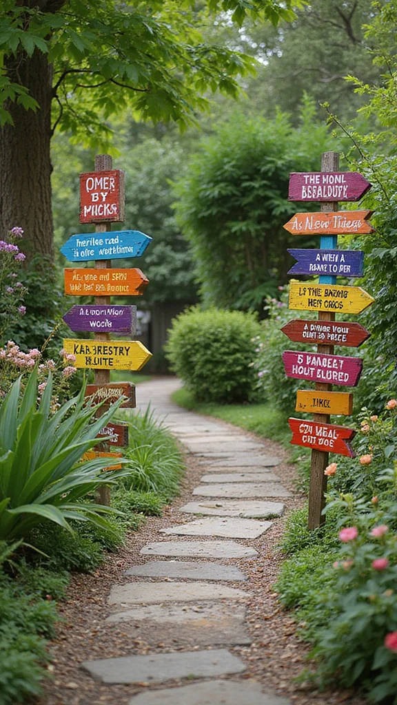 15 Colorful Garden Decor Ideas That Will Transform Your Outdoor Oasis! - 9. Fun Garden Signs 1