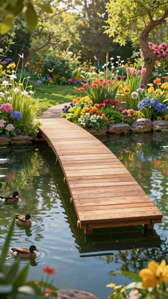 15 DIY Garden Bridges You Can Build This Weekend (Even #2 Looks Professional!) - 8. Floating Garden Bridge 1