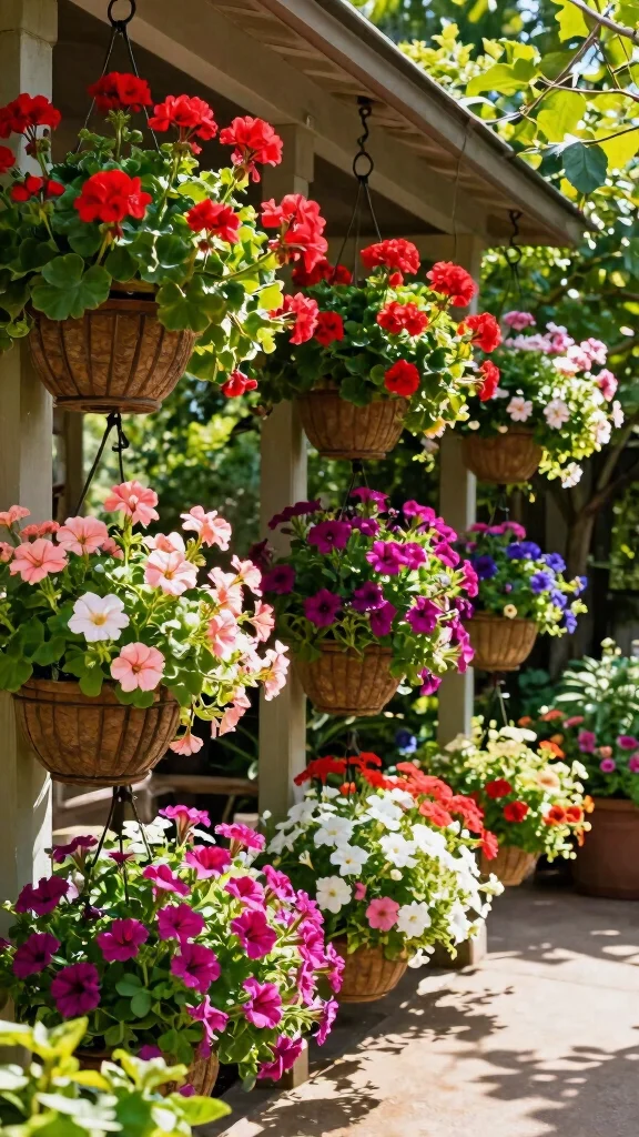 15 DIY Garden Decor Ideas That Will Inspire a Gorgeous Outdoor Makeover! - 13. Colorful Hanging Baskets 1