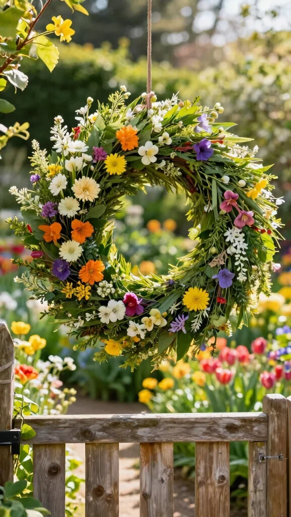 15 DIY Garden Decor Ideas That Will Inspire a Gorgeous Outdoor Makeover! - 15. Seasonal Wreath for the Garden 1