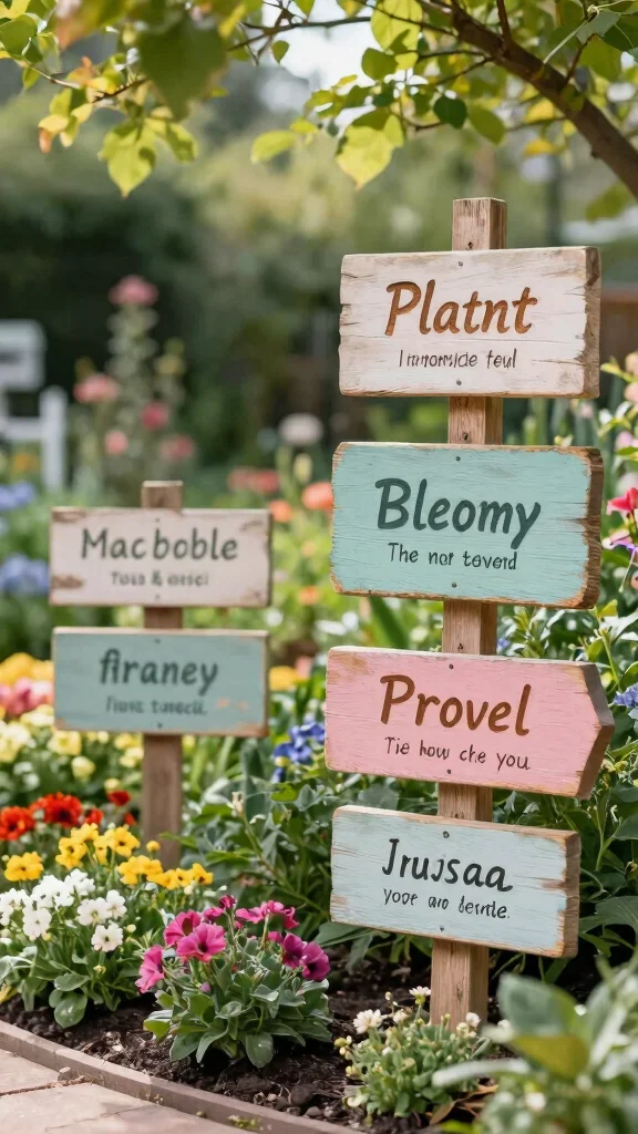 15 DIY Garden Decor Ideas That Will Inspire a Gorgeous Outdoor Makeover! - 2. Rustic Wooden Garden Signs 1