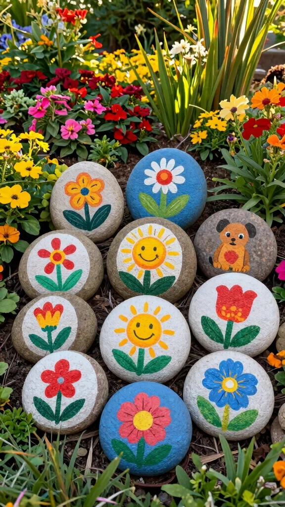 15 DIY Garden Decor Ideas That Will Inspire a Gorgeous Outdoor Makeover! - 7. Painted Garden Rocks 1