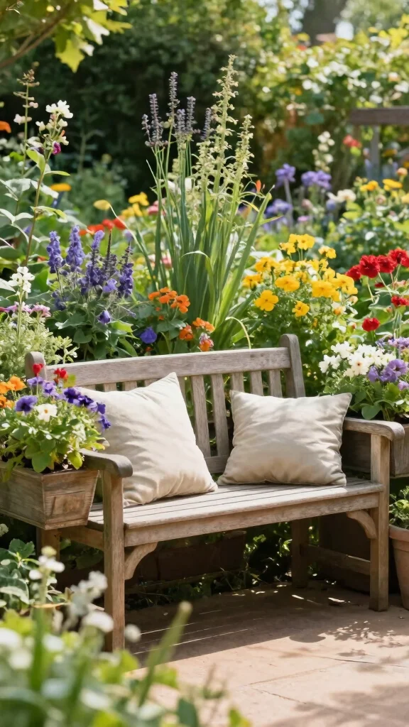 15 DIY Garden Decor Ideas That Will Inspire a Gorgeous Outdoor Makeover! - 9. Garden Bench with Planter Boxes 1
