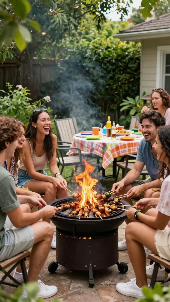 15 Fire Pit Ideas That Make Your Outdoor Retreats Magical for Evening Relaxation! - 9. Fire Pit with Grilling Capability 1