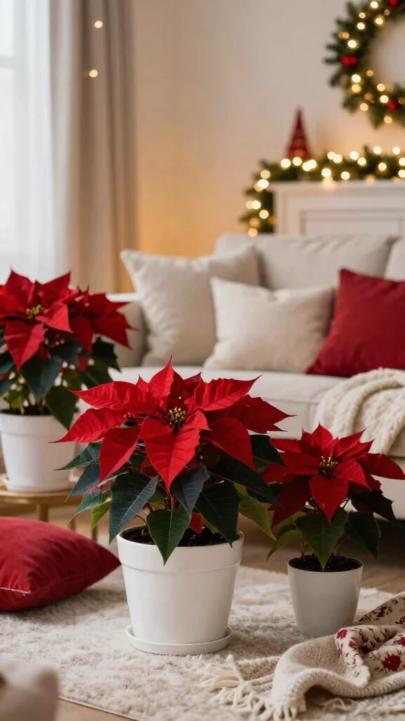15 Seasonal Plant Displays to Keep Your Home Fresh and Inviting All Year Round! - 10. Festive Foliages: Poinsettias for the Holidays 1