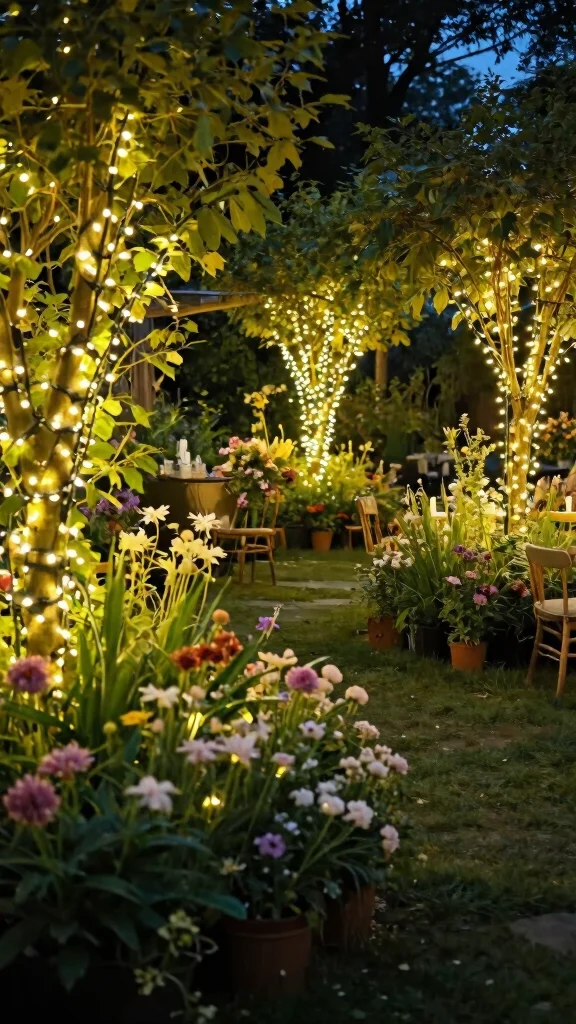 15 Seasonal Plant Displays to Keep Your Home Fresh and Inviting All Year Round! - 13. Festive Fairy Lights: Nighttime Charm 1