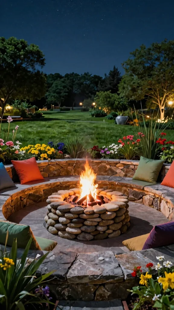 15 Stunning Landscape Firepit Ideas to Ignite Your Outdoor Living Space (You’ll Love #8!) - 1. The Classic Stone Firepit 1
