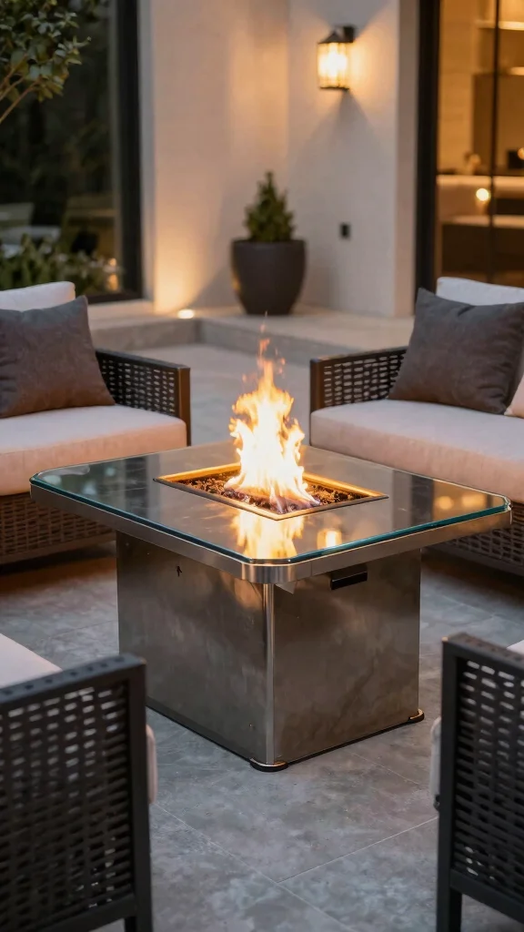 15 Stunning Landscape Firepit Ideas to Ignite Your Outdoor Living Space (You’ll Love #8!) - 11. Elegant Firepit Tables 1