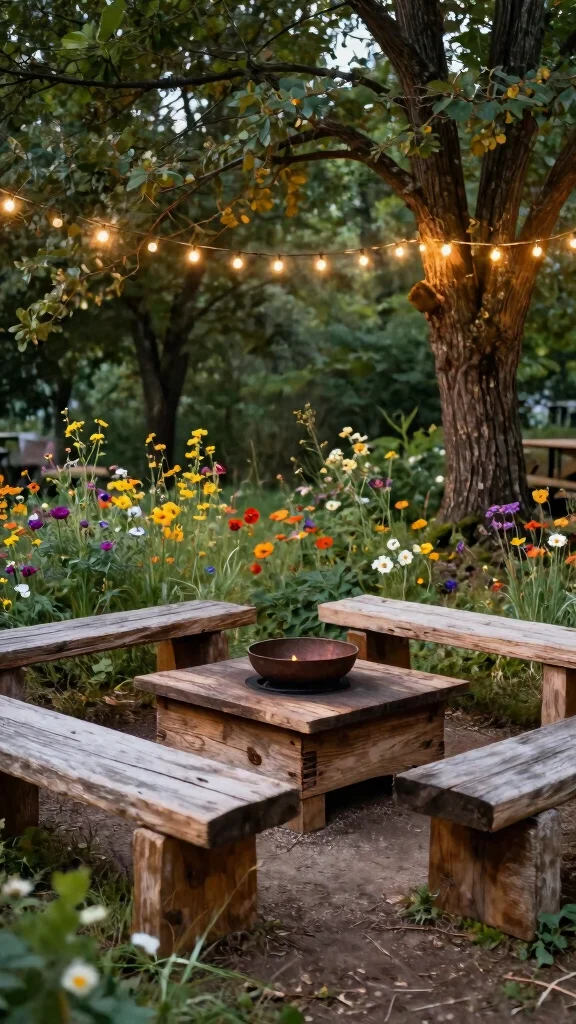 15 Stunning Landscape Firepit Ideas to Ignite Your Outdoor Living Space (You’ll Love #8!) - 3. Rustic Wooden Firepit 1