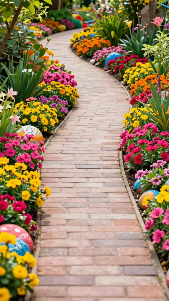 15 Stunning Pathway Designs That Will Make Your Garden a Showstopper! - 14. Colorful Pathway Borders 1