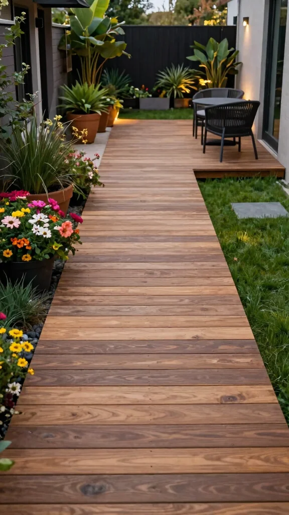 15 Stunning Pathway Designs That Will Make Your Garden a Showstopper! - 2. Wooden Decking Walkways 1