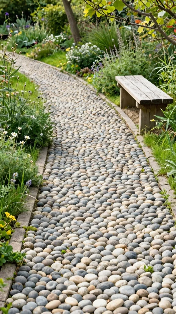 15 Stunning Pathway Designs That Will Make Your Garden a Showstopper! - 6. Pebble Paths 1