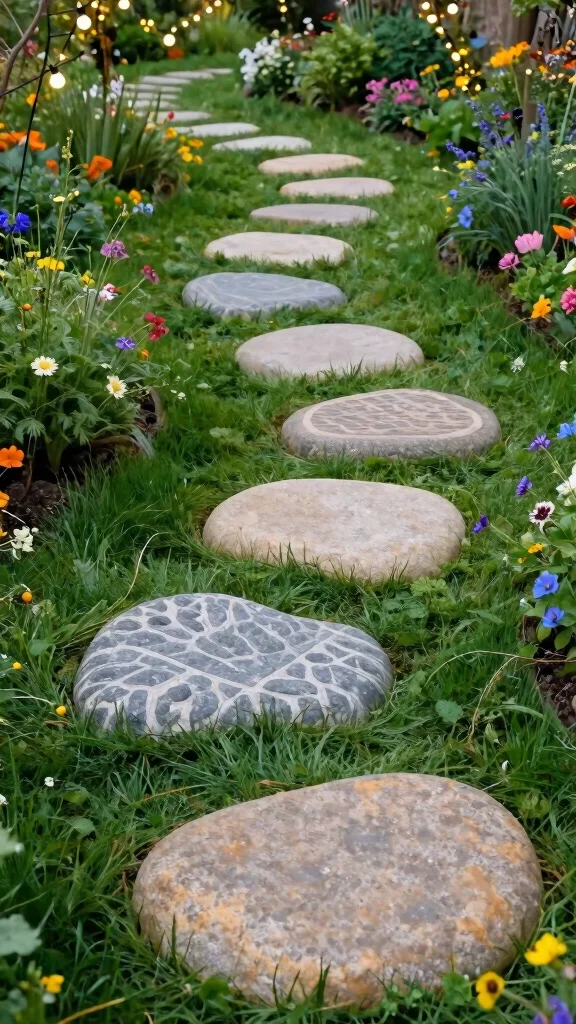 15 Stunning Pathway Designs That Will Make Your Garden a Showstopper! - 8. Stone Stepping Stones 1