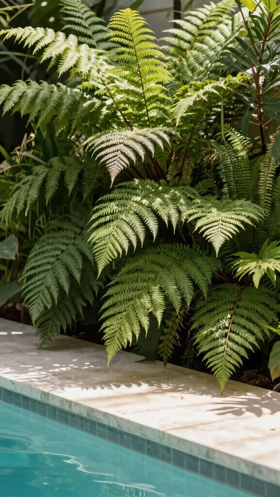 15 Stunning Poolside Plants You Need to See (Your Neighbors Will Be Jealous!) - 12. Ferns 1