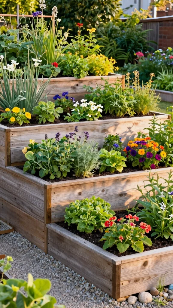 16 Compact Raised Bed Layouts Perfect for Small Gardens and Urban Spaces! - 1. Tiered Raised Bed Design 1