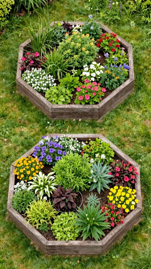 16 Compact Raised Bed Layouts Perfect for Small Gardens and Urban Spaces! - 10. Hexagonal Raised Beds 1