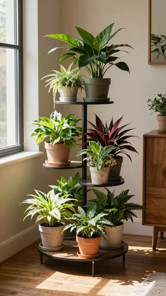 16 Space-Saving Urban Gardening Solutions That Are Stylish and Practical! - 10. Plant Stands 1