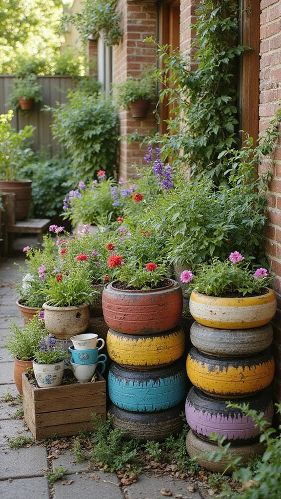 16 Space-Saving Urban Gardening Solutions That Are Stylish and Practical! - 13. Gardening in Recycled Materials 1