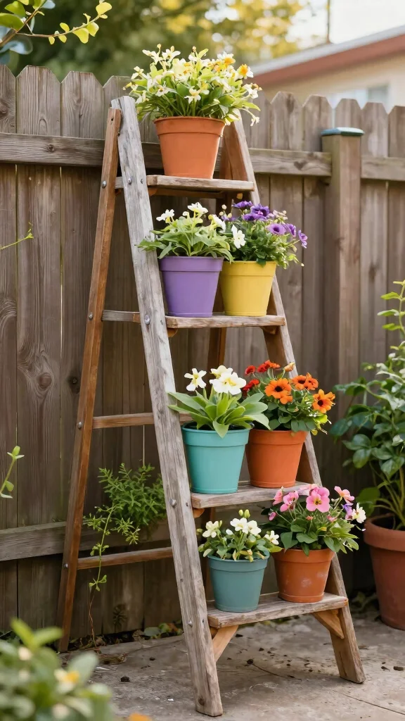 16 Space-Saving Urban Gardening Solutions That Are Stylish and Practical! - 4. Garden Ladders 1
