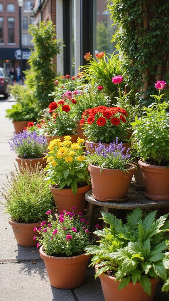 16 Urban Garden Nooks That Will Turn Your Concrete Jungle into a Green Paradise! - 7. Colorful Container Gardens 1
