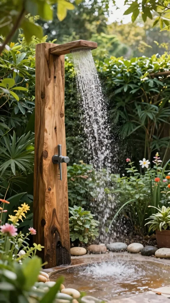 16 Water Oasis Features That Will Bring Serenity to Your Backyard! - 16. Outdoor Showers with Water Features 1