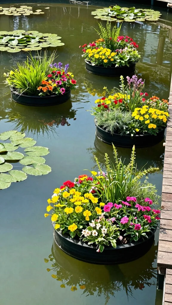 16 Water Oasis Features That Will Bring Serenity to Your Backyard! - 7. Floating Planters 1