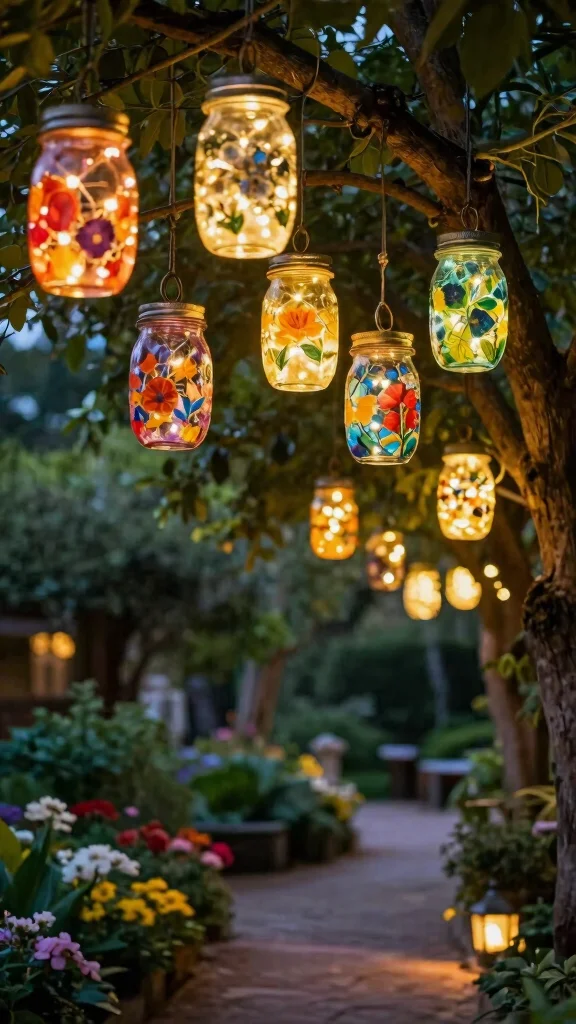 17 DIY Vibrant Garden Accessories That Will Impress All Your Guests! - 1. Painted Mason Jar Lanterns 1