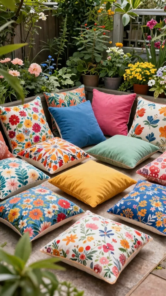 17 DIY Vibrant Garden Accessories That Will Impress All Your Guests! - 10. Colorful Garden Pillows 1