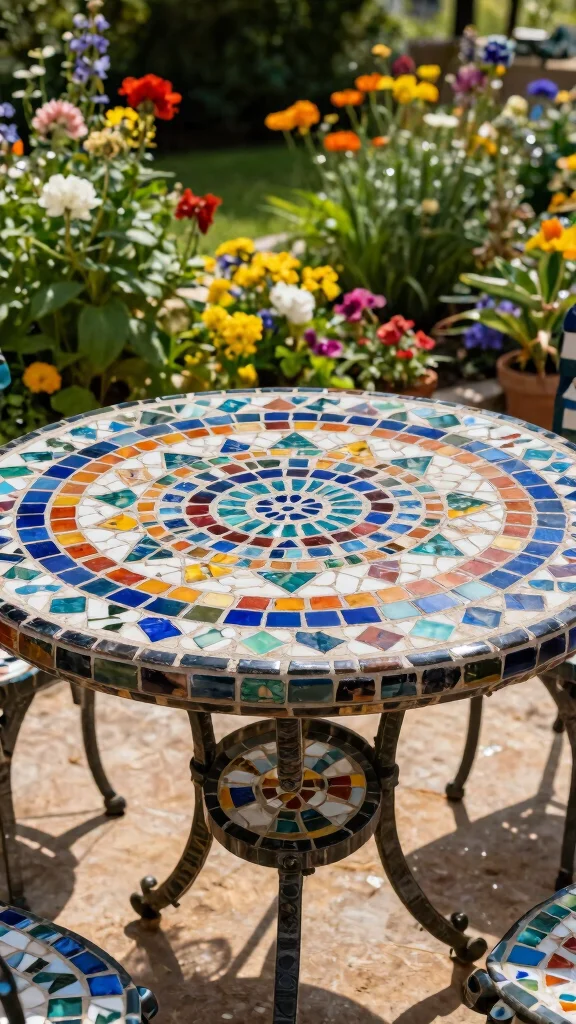 17 DIY Vibrant Garden Accessories That Will Impress All Your Guests! - 11. Mosaic Garden Table 1