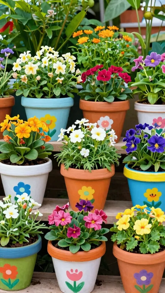 17 DIY Vibrant Garden Accessories That Will Impress All Your Guests! - 16. Painted Flower Pots 1