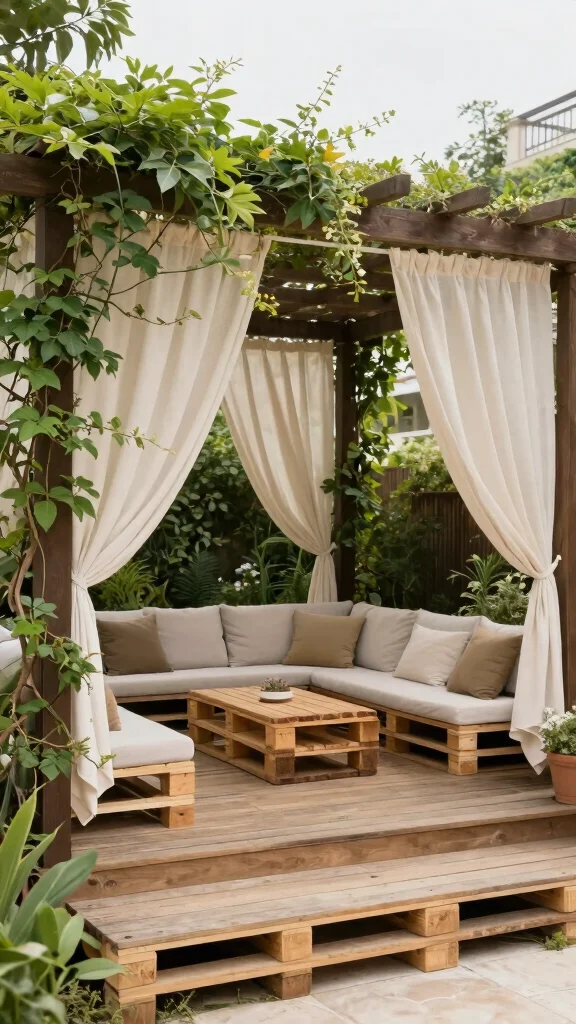 17 Easy Pallet Deck Ideas You Can Build This Weekend (DIY Enthusiasts Rejoice!) - 12. Pallet Shade Deck 1