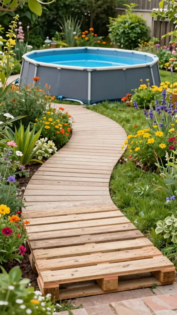 17 Easy Pallet Deck Ideas You Can Build This Weekend (DIY Enthusiasts Rejoice!) - 16. Pallet Deck with a Garden Path 1