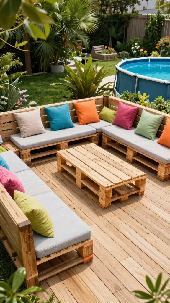 17 Easy Pallet Deck Ideas You Can Build This Weekend (DIY Enthusiasts Rejoice!) - 7. Pallet Deck with Built-in Benches 1