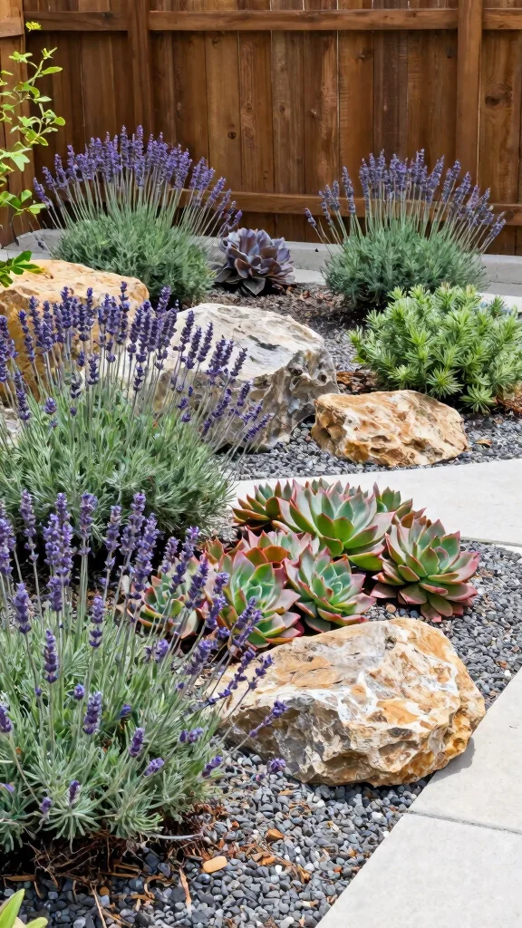 17 Easy and Colorful Flower Bed Landscaping Ideas to Brighten Up Your Yard! - 12. Low Maintenance Xeriscaping 1