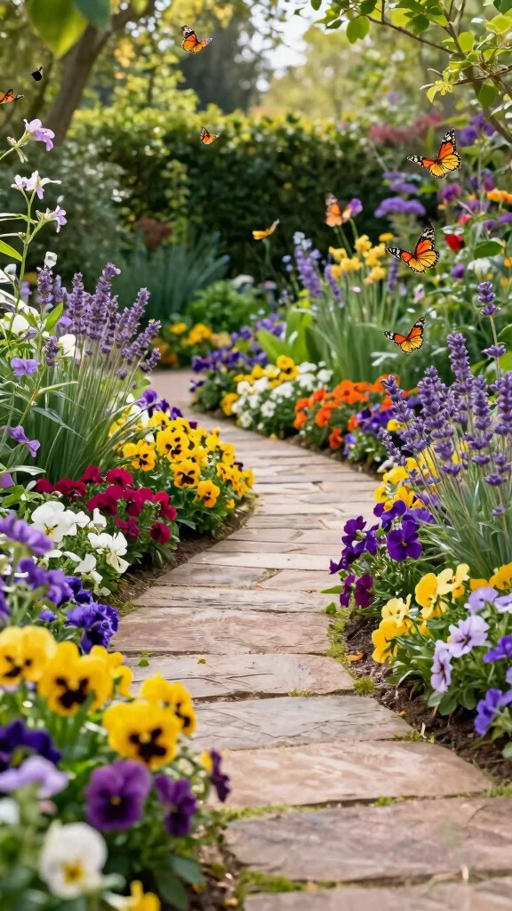 17 Easy and Colorful Flower Bed Landscaping Ideas to Brighten Up Your Yard! - 14. Garden Pathways with Flowers 1