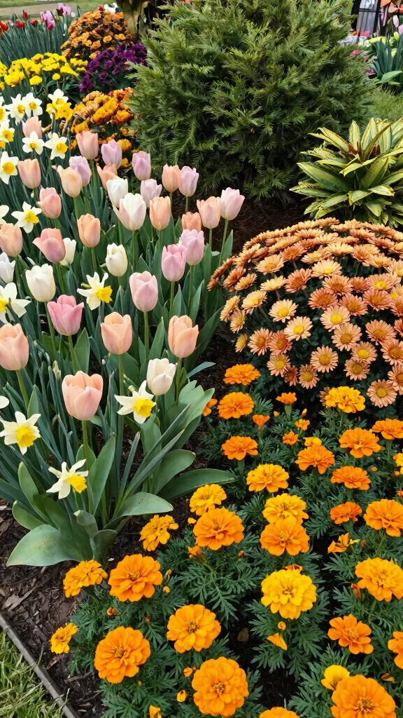 17 Easy and Colorful Flower Bed Landscaping Ideas to Brighten Up Your Yard! - 8. Seasonal Color Schemes 1