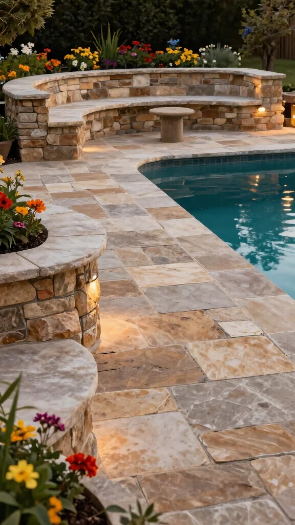 17 Stunning Budget-Friendly Pool Deck Designs That Will Transform Your Backyard! - 10. Classic Stonework 1