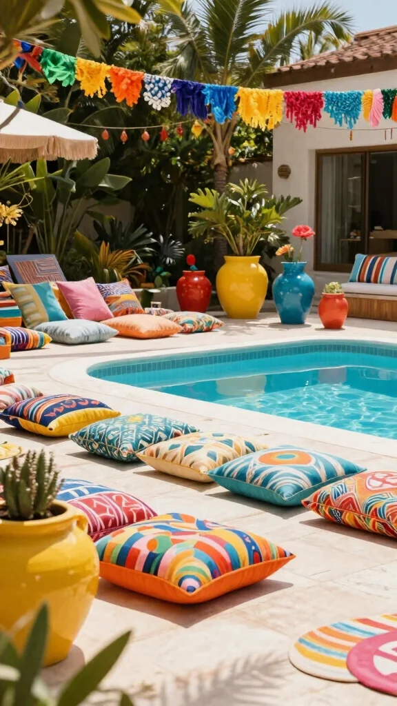17 Stunning Budget-Friendly Pool Deck Designs That Will Transform Your Backyard! - 16. Bright Outdoor Decor 1
